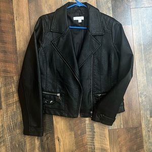 New York & Company Black Leather Moto Jacket